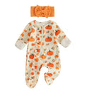 Pumpkin Print Waffle Knit Sleeper