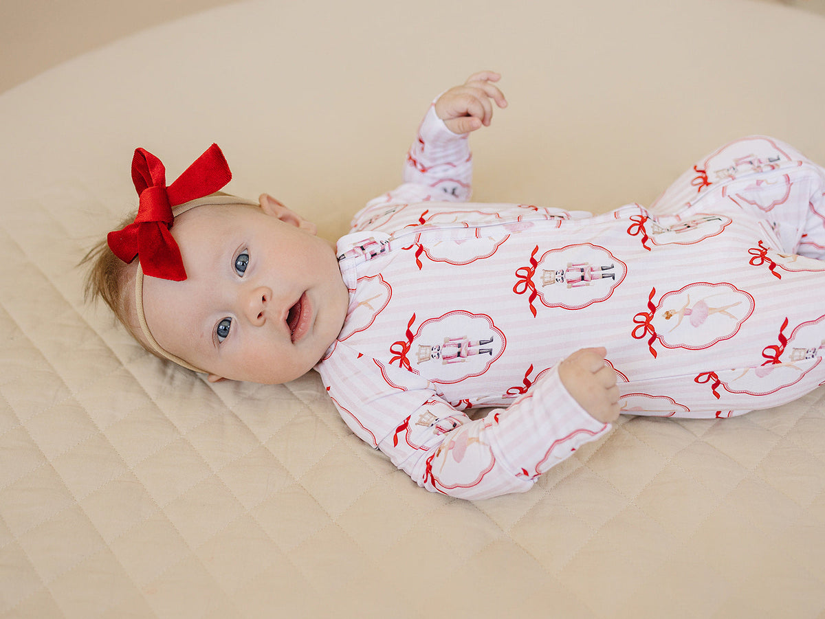 Bamboo Zip Romper | Pink Nutcracker